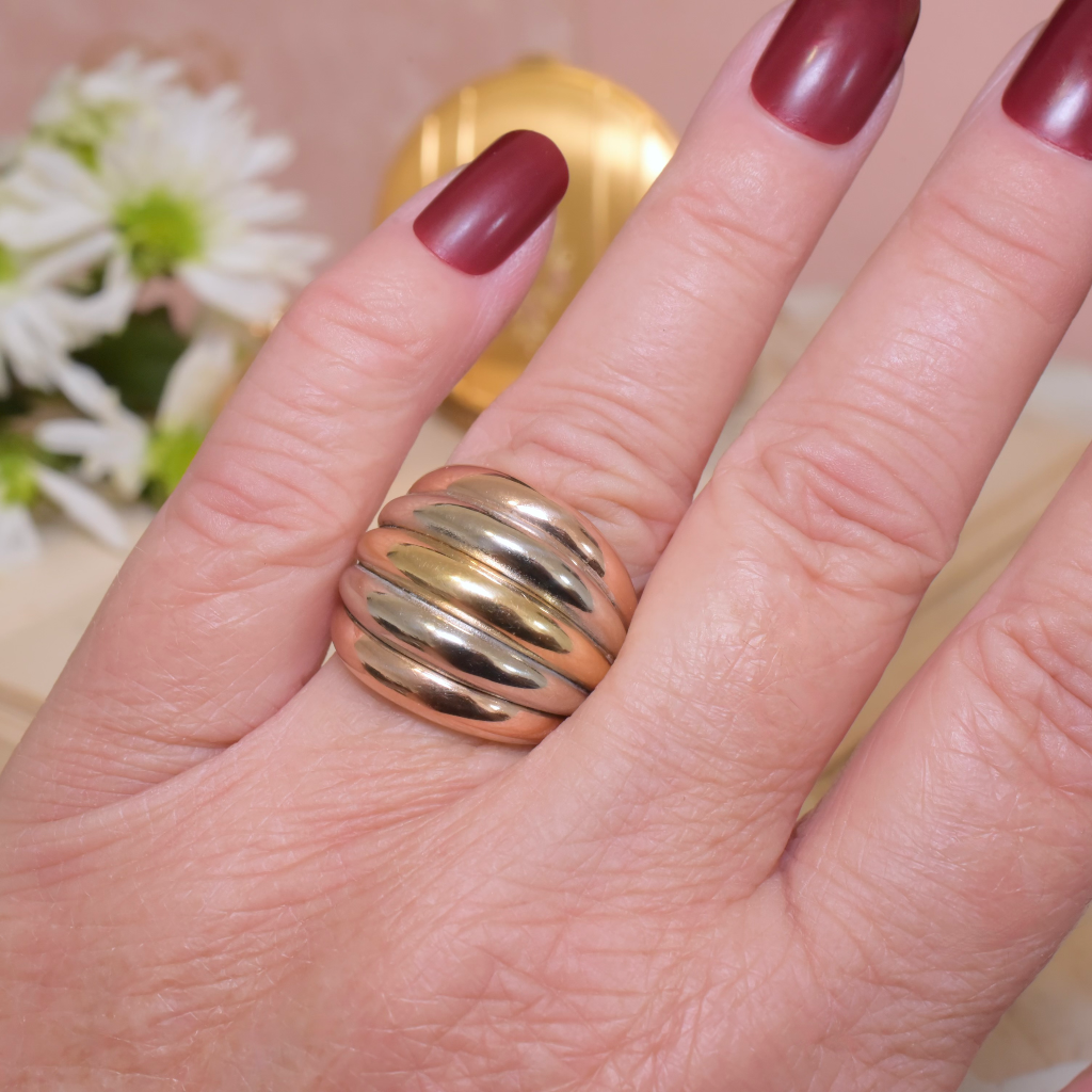 Estate Italian 18ct Tri-Colour Gold Bombe Ring