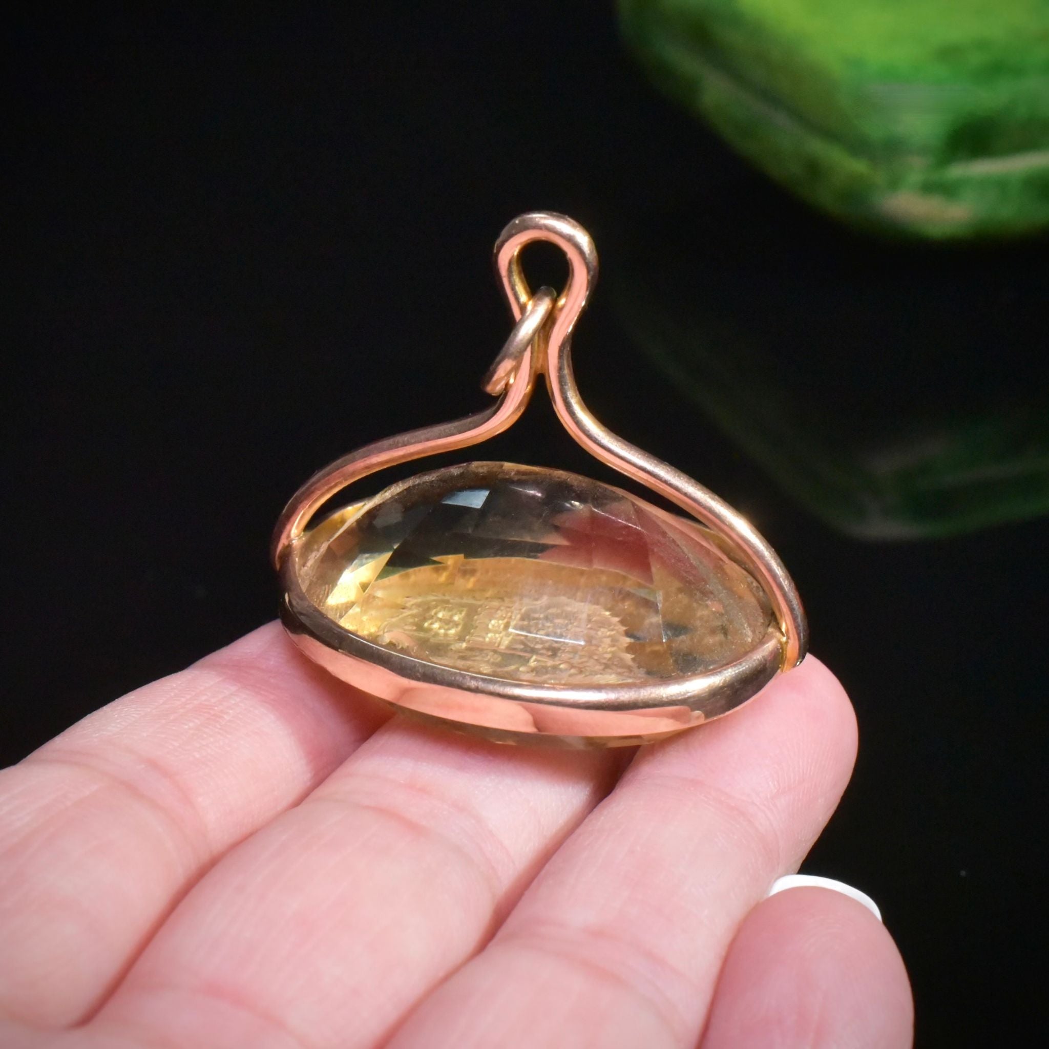 Important Antique Late Victorian/Early Edwardian 9ct Rose Gold And Citrine Intaglio Fob/Pendant Circa 1890-1905