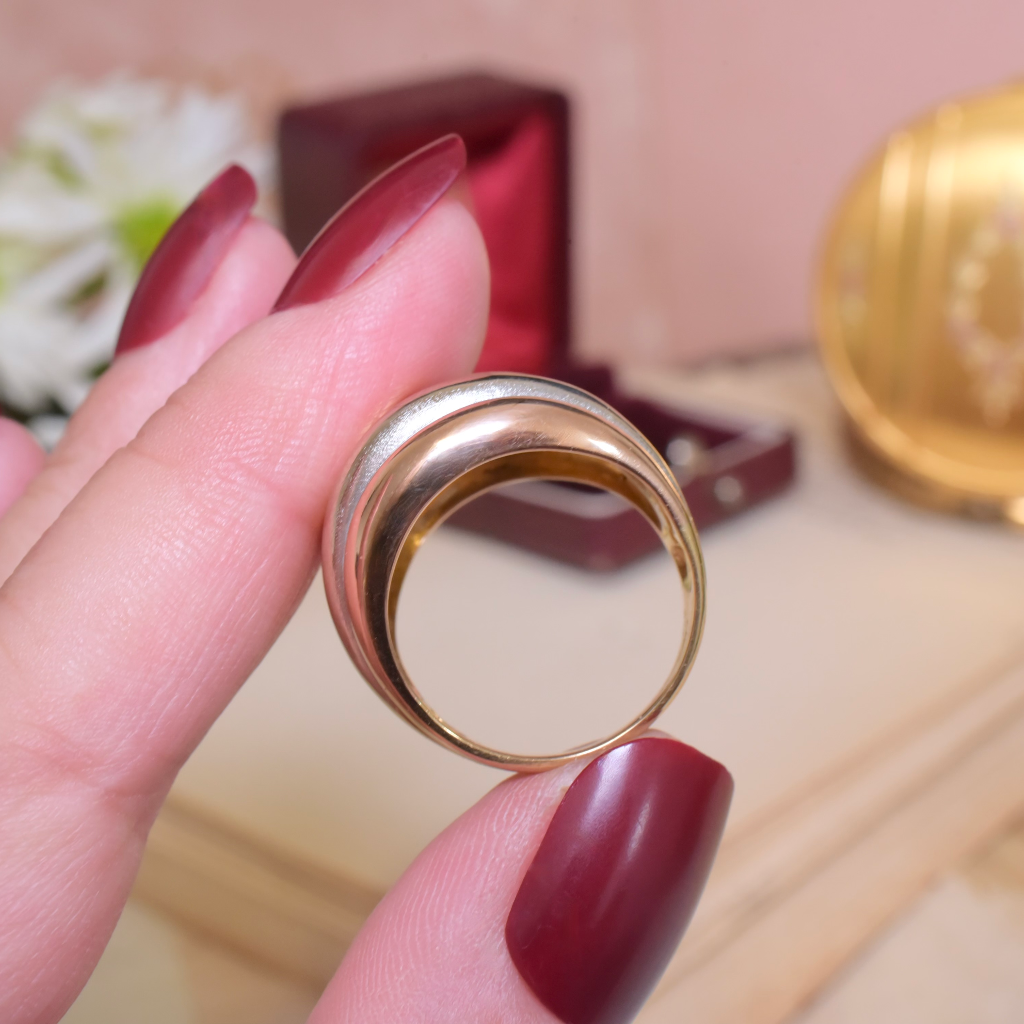 Estate Italian 18ct Tri-Colour Gold Bombe Ring