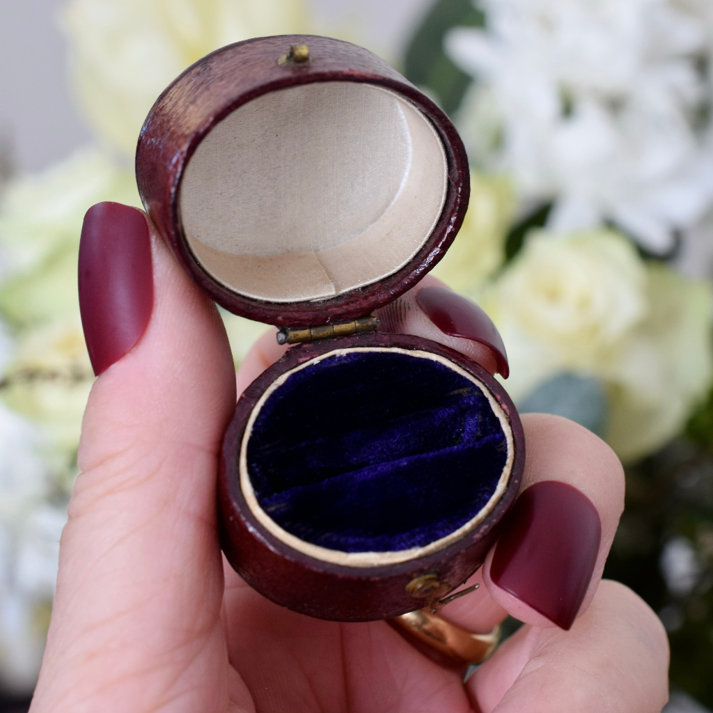 Large Victorian Brown Leather Ring Box