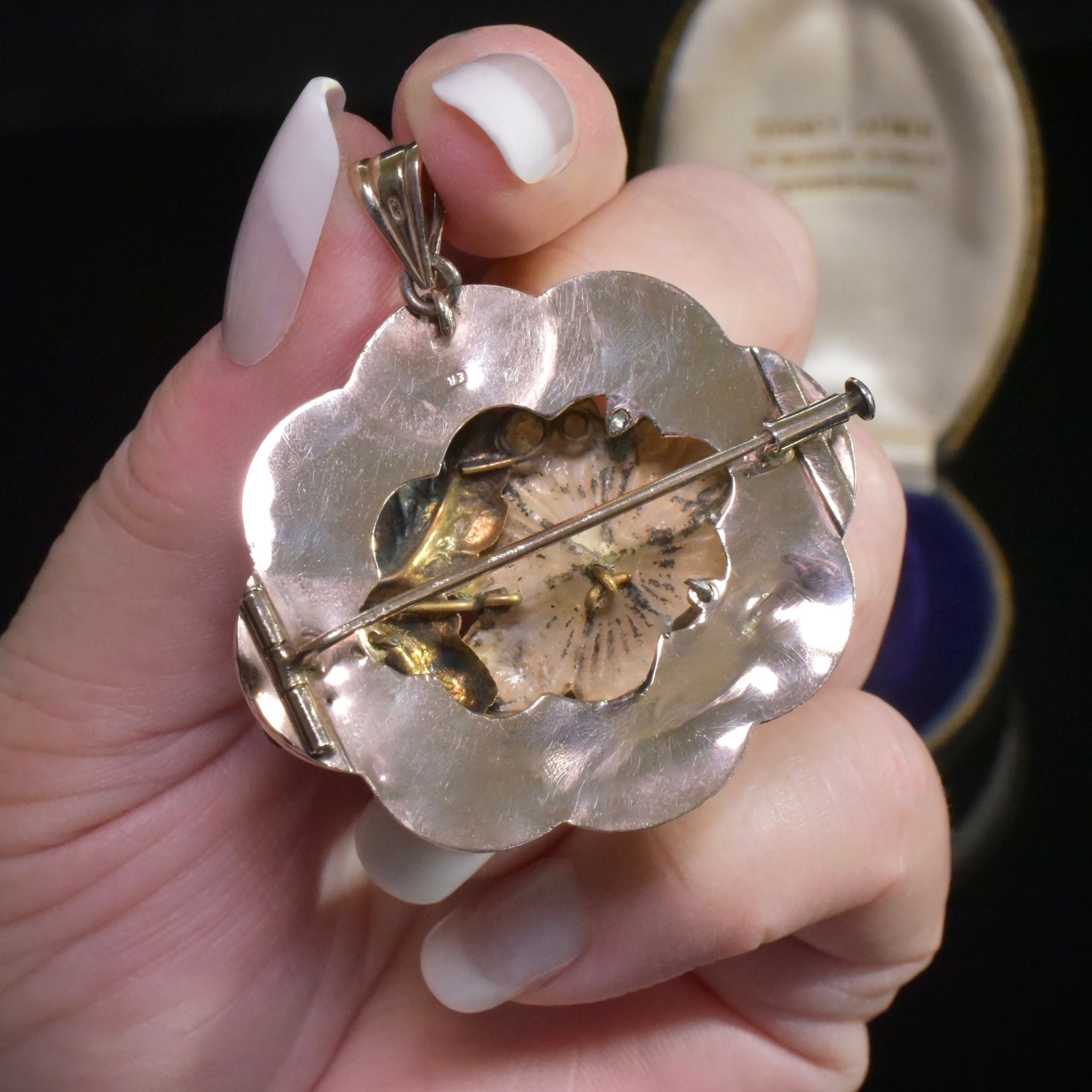 Antique Art Nouveau 9ct Rose Gold And Enamel Combination Pendant / Brooch Circa 1900