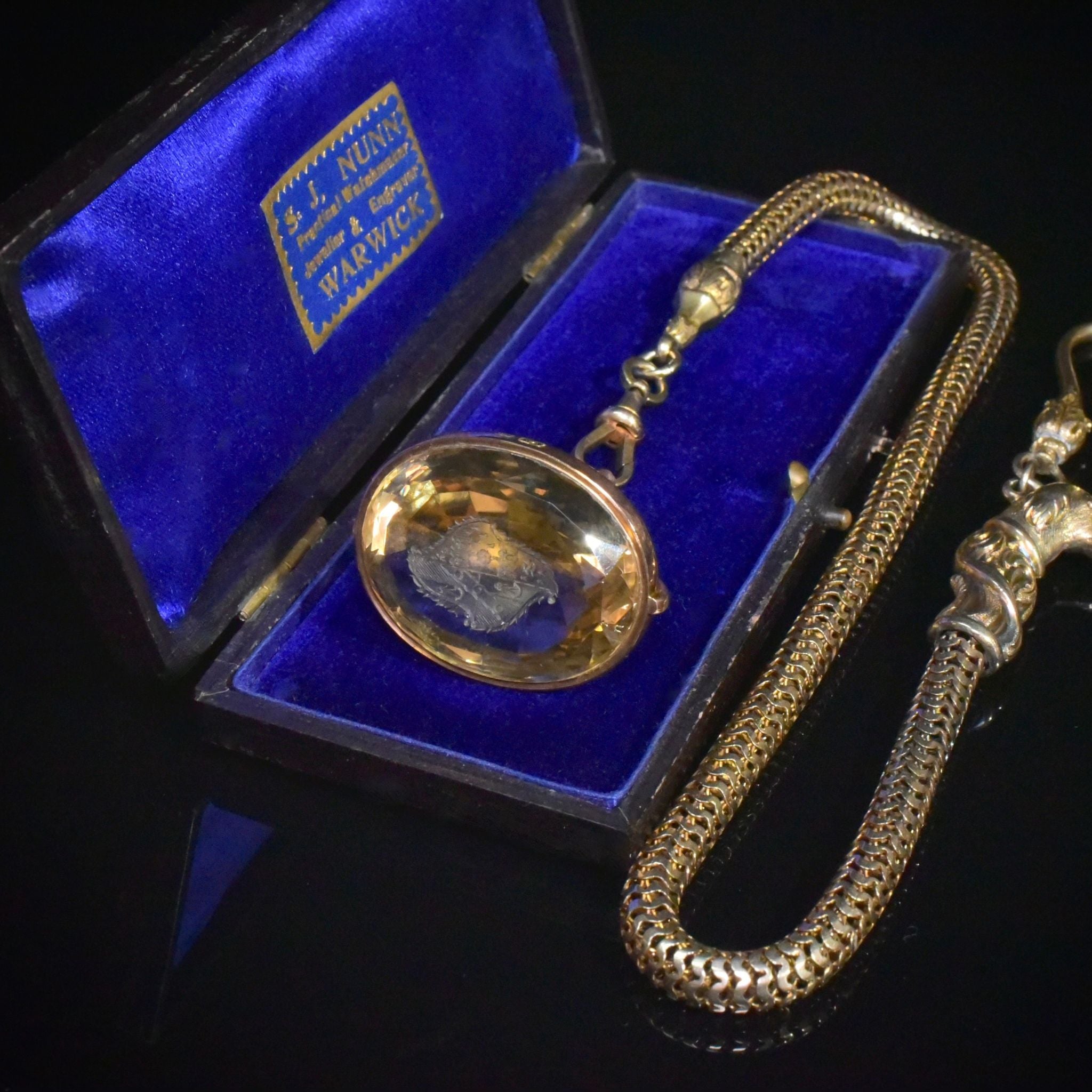 Important Antique Late Victorian/Early Edwardian 9ct Rose Gold And Citrine Intaglio Fob/Pendant Circa 1890-1905