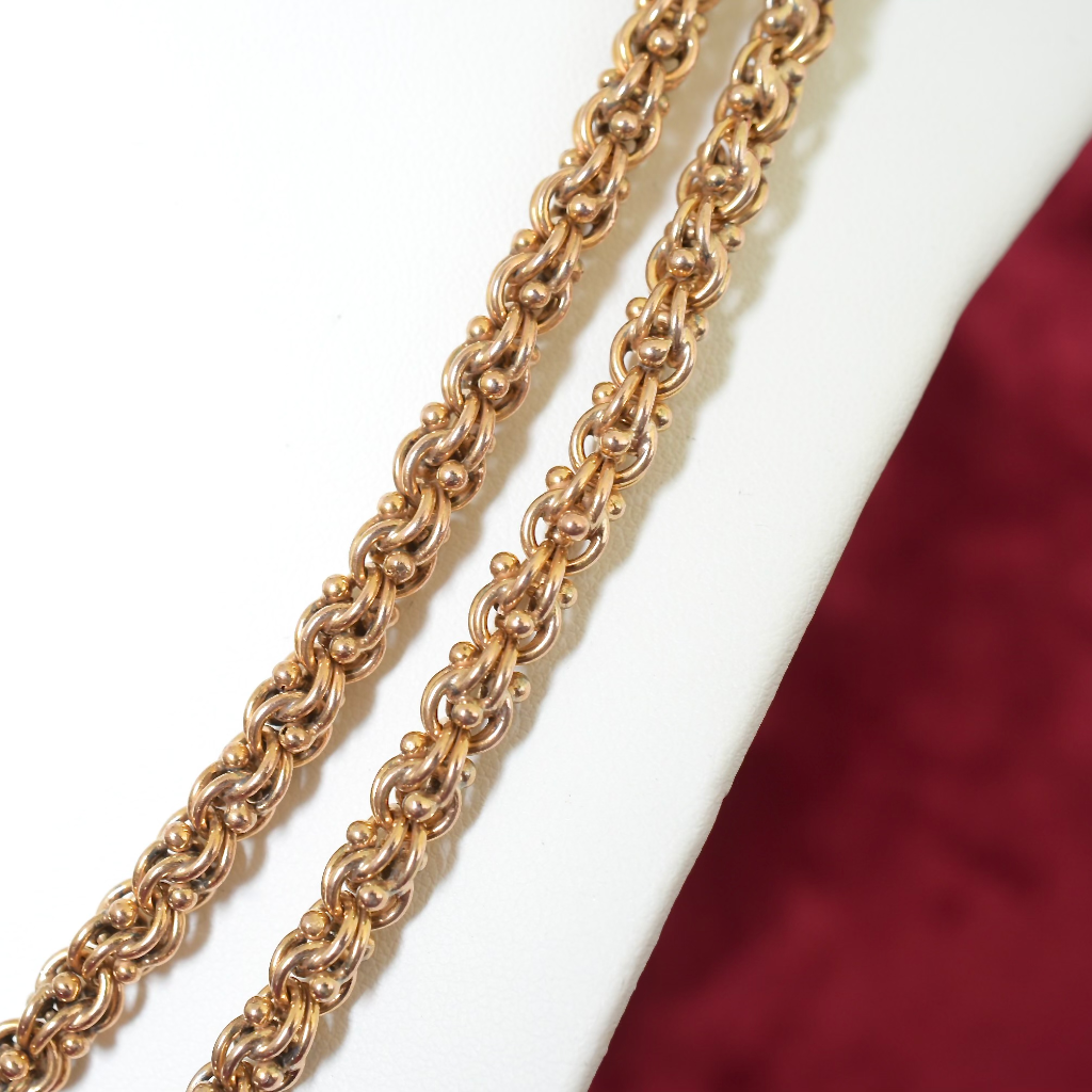 Antique Victorian Rose *Rolled Gold* Long guard Chain - 126 Grams