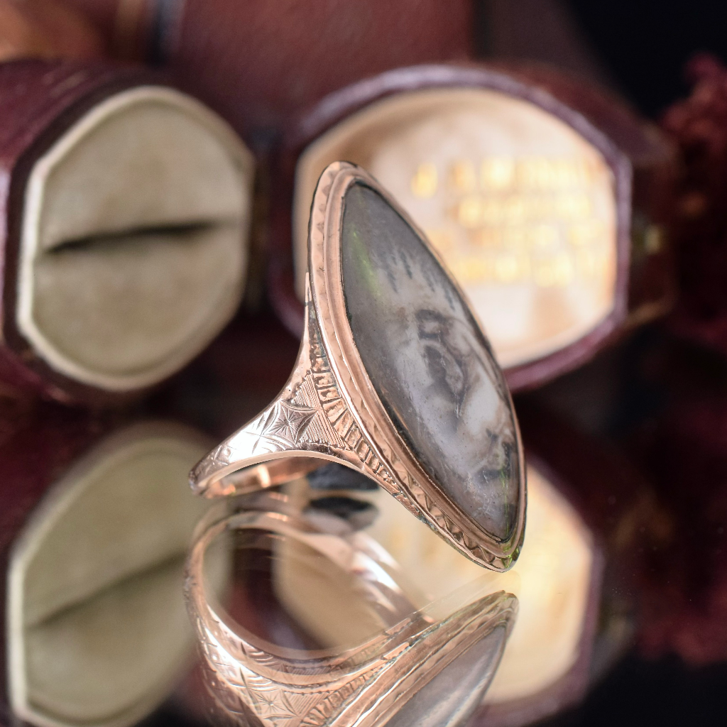 Antique Georgian 12ct Rose Gold Sepia Mourning Ring 1785