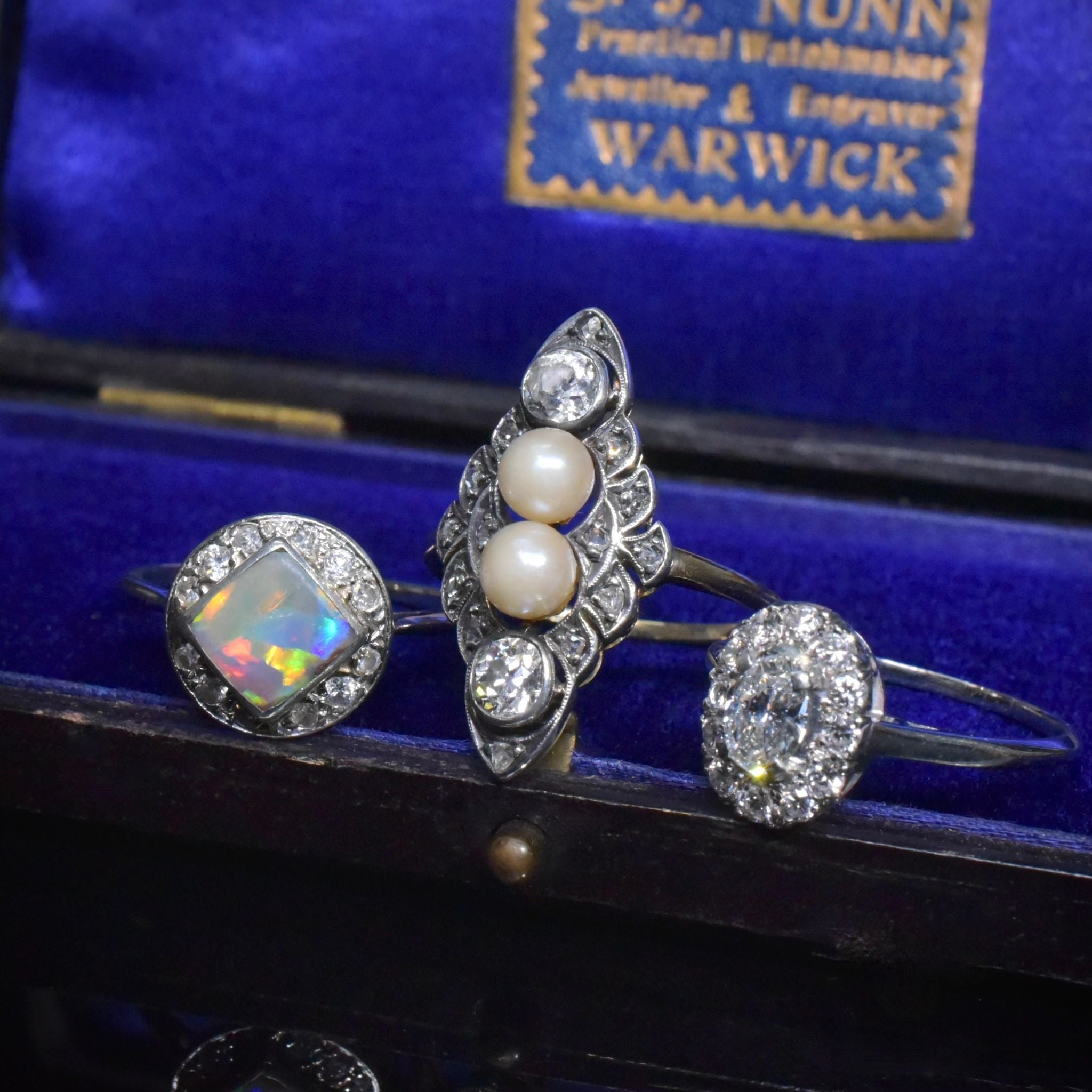 Antique Art Deco Platinum, Solid Opal And Diamond ‘Daisy Halo Ring Circa 1925-35