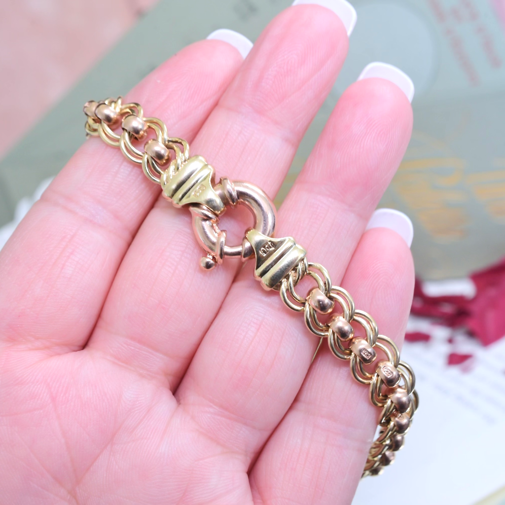Modern 9ct Two-Toned Rose And Yellow Gold ‘Rollo’ Bracelet