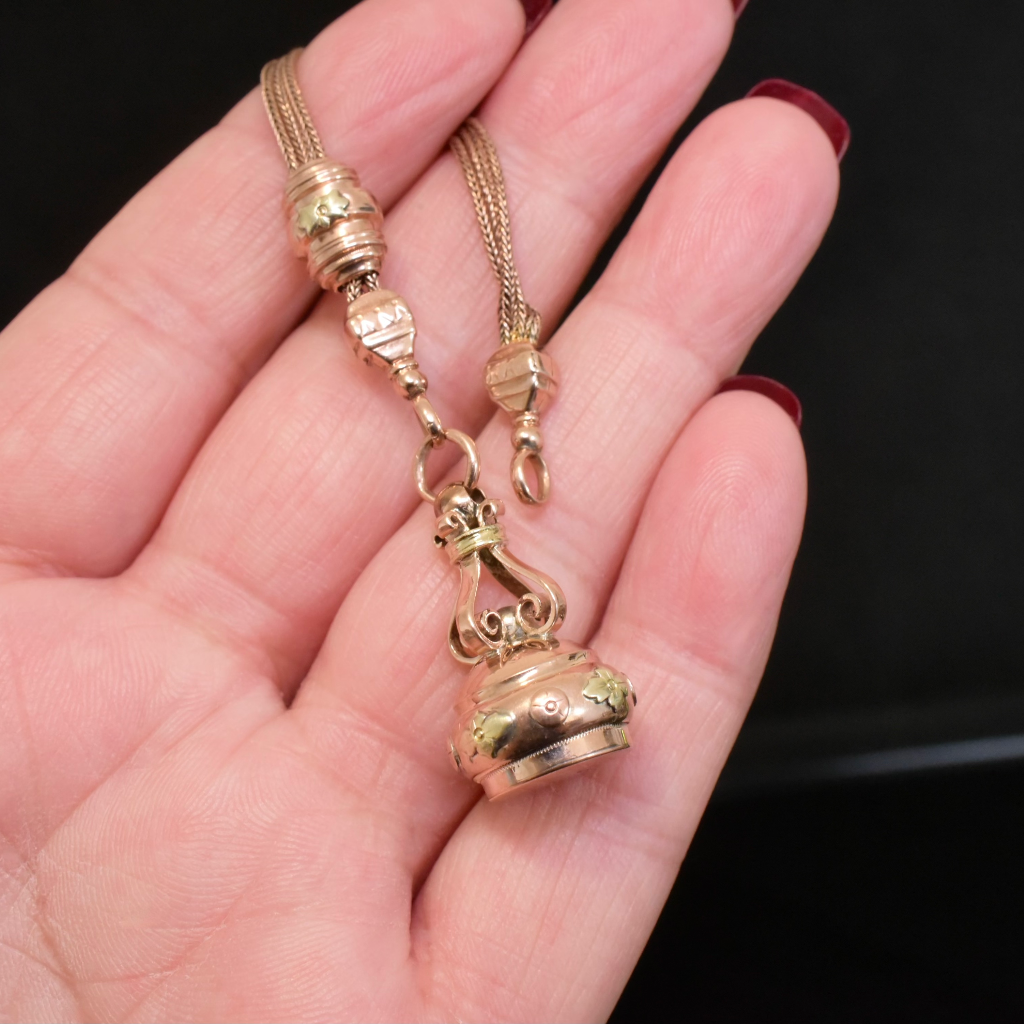 Antique Victorian 9ct Bi-Colour Fob Seal Chatelaine Pendant Circa 1890’s