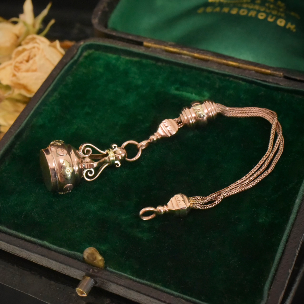 Antique Victorian 9ct Bi-Colour Fob Seal Chatelaine Pendant Circa 1890’s