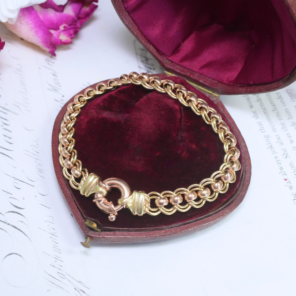 Modern 9ct Two-Toned Rose And Yellow Gold ‘Rollo’ Bracelet