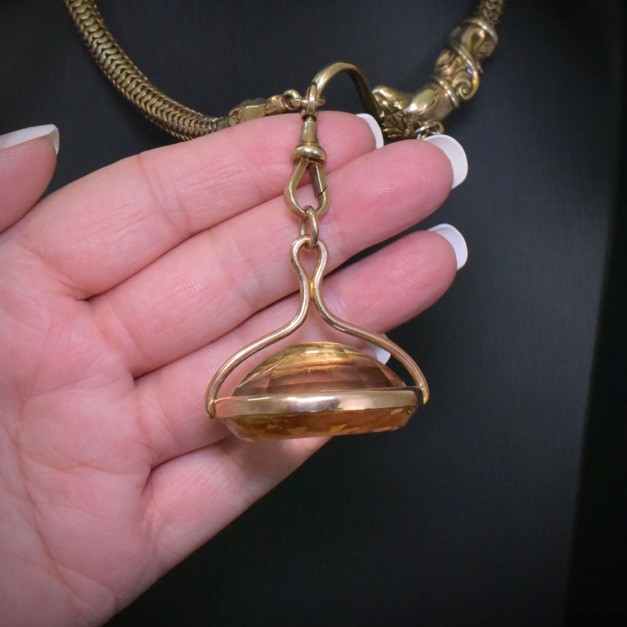 Important Antique Late Victorian/Early Edwardian 9ct Rose Gold And Citrine Intaglio Fob/Pendant Circa 1890-1905