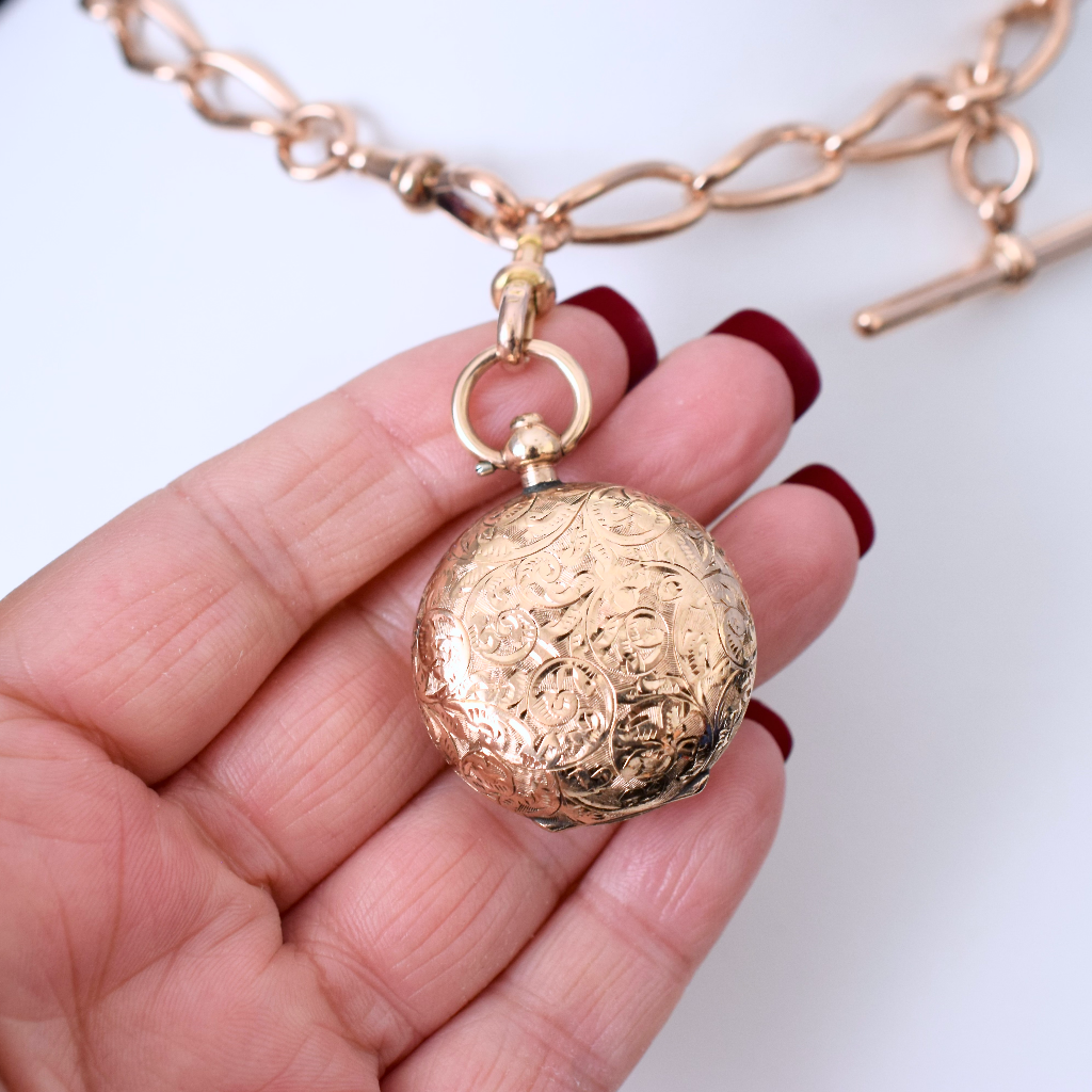Antique Edwardian 9ct Rose Gold Sovereign Case - Aaron Lufkin Dennison - 1912