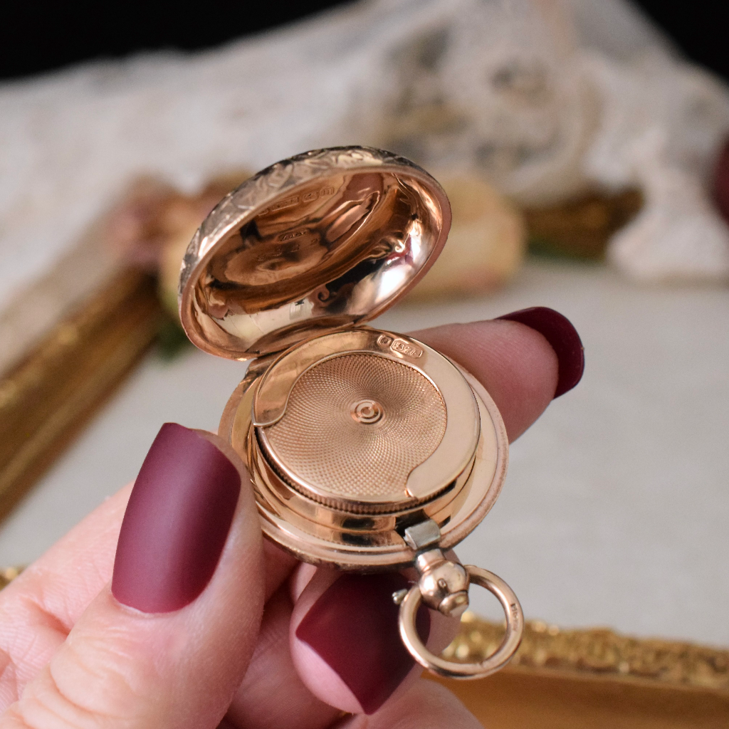Antique Edwardian 9ct Rose Gold Sovereign Case - Aaron Lufkin Dennison - 1912