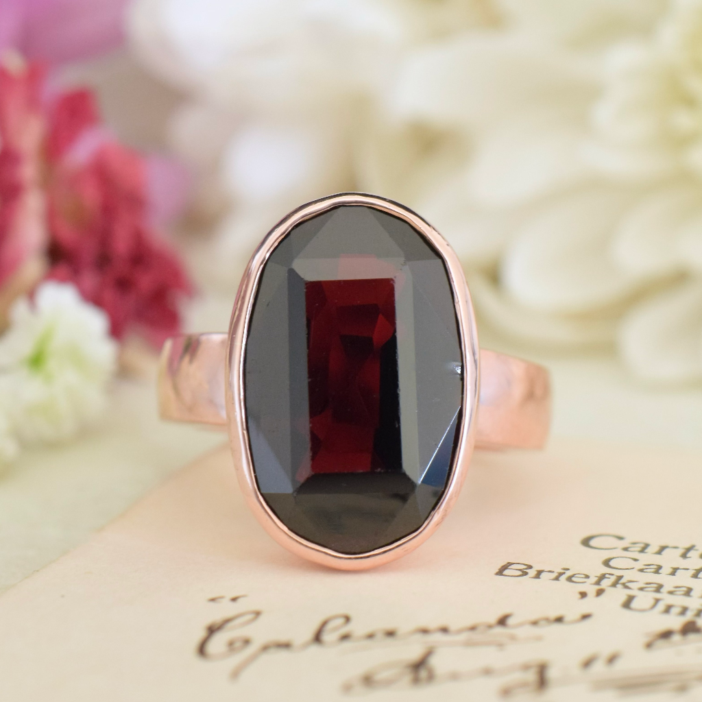 Contemporary 9ct Rose Gold And Almandine Garnet Ring