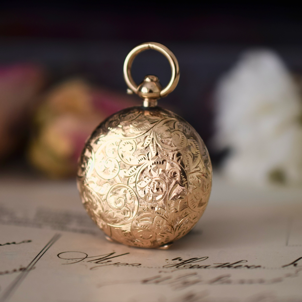Antique Edwardian 9ct Rose Gold Sovereign Case - Aaron Lufkin Dennison - 1912