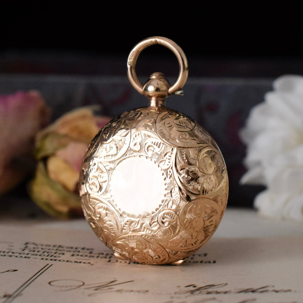 Antique Edwardian 9ct Rose Gold Sovereign Case - Aaron Lufkin Dennison - 1912