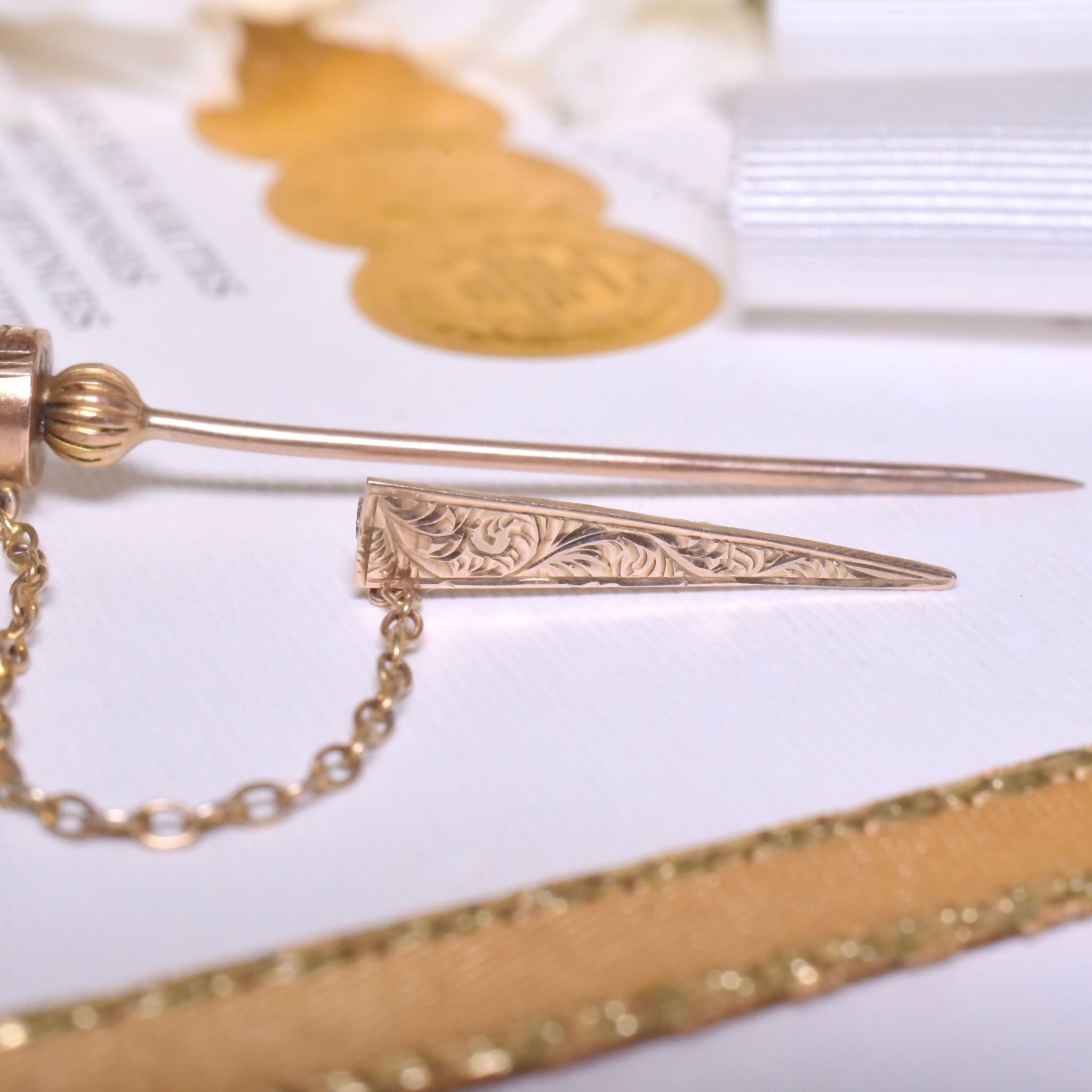 Antique Edwardian Australian 9ct Rose Gold Opal Specimen ‘Jabot’ Pin By Willis And Sons