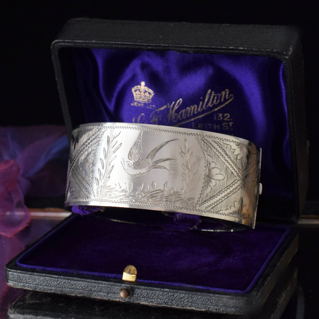 Antique Victorian Aesthetic Era Engraved Bangle Circa 1890