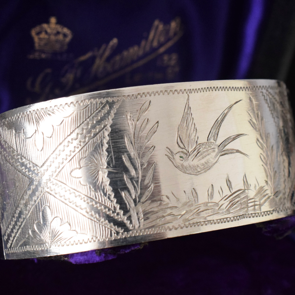 Antique Victorian Aesthetic Era Engraved Bangle Circa 1890