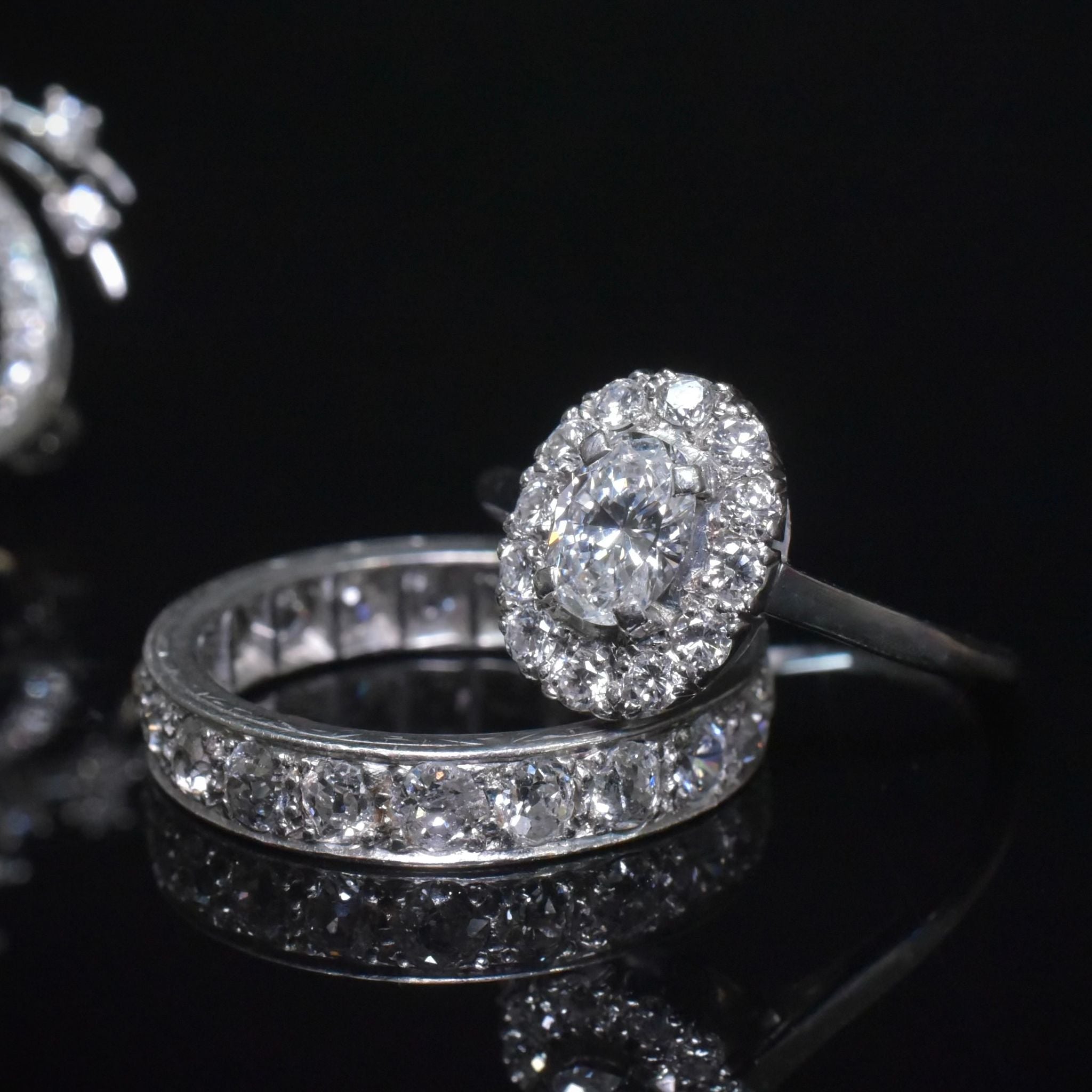 Outstanding Vintage 18ct White Gold Oval Diamond Halo Cluster Ring - 0.92ct Independent Valuation Included For $10,000 AUD