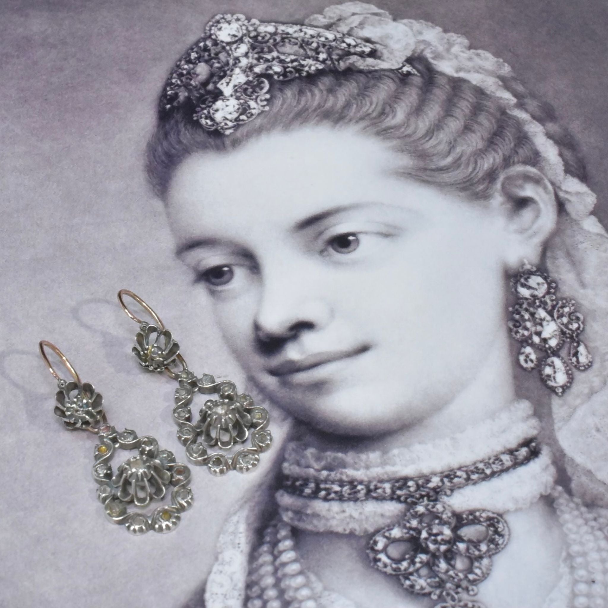 Fabulous Georgian 11ct Gold And Silver ‘Day And Night’ Diamond Earrings Circa 1780-1800