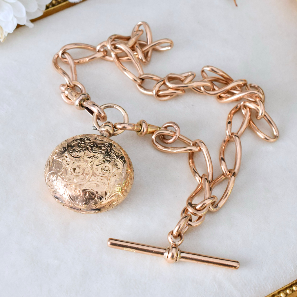 Antique Edwardian 9ct Rose Gold Sovereign Case - Aaron Lufkin Dennison - 1912
