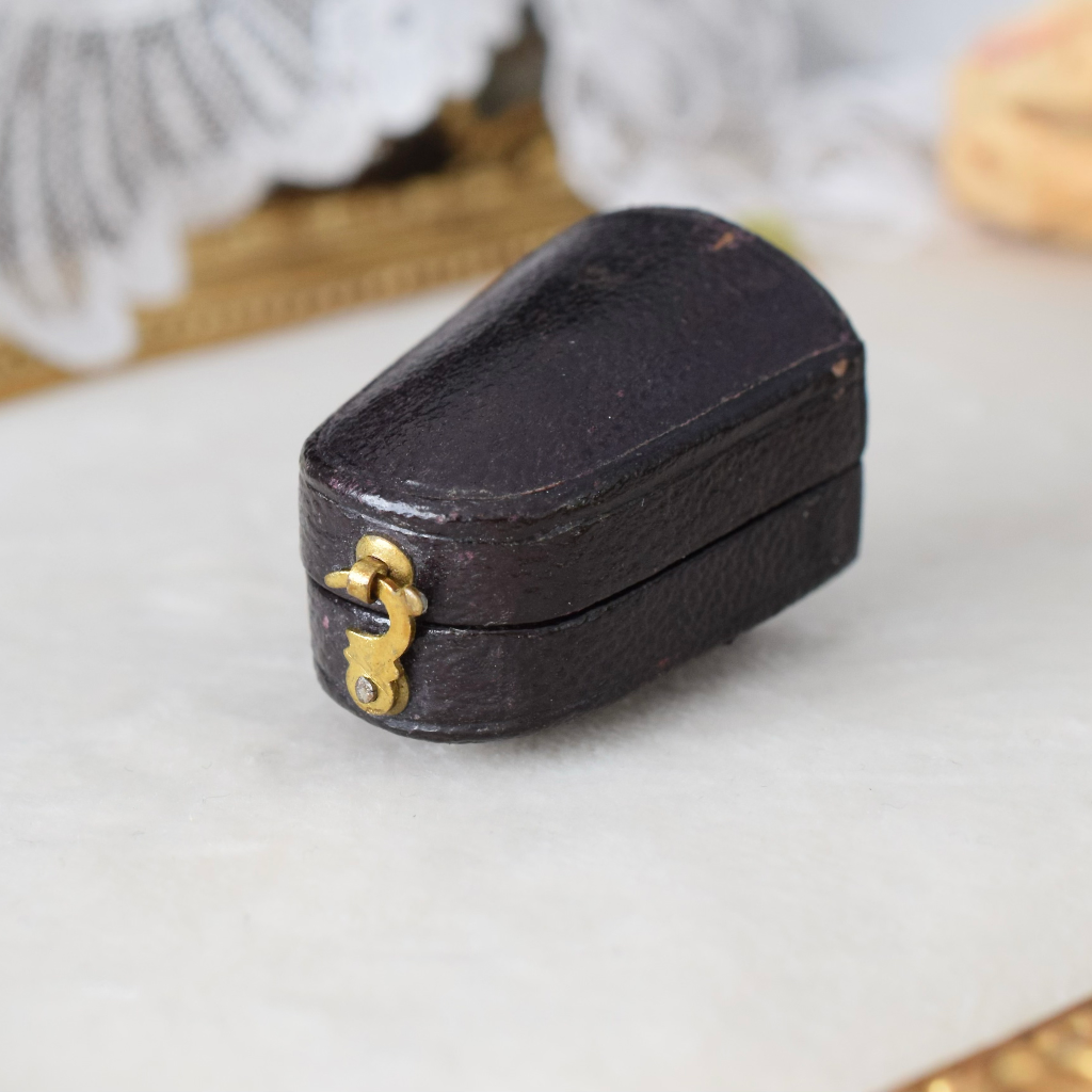 Antique Victorian Leather And Blue Velvet Hinged Thimble Case Circa 1890