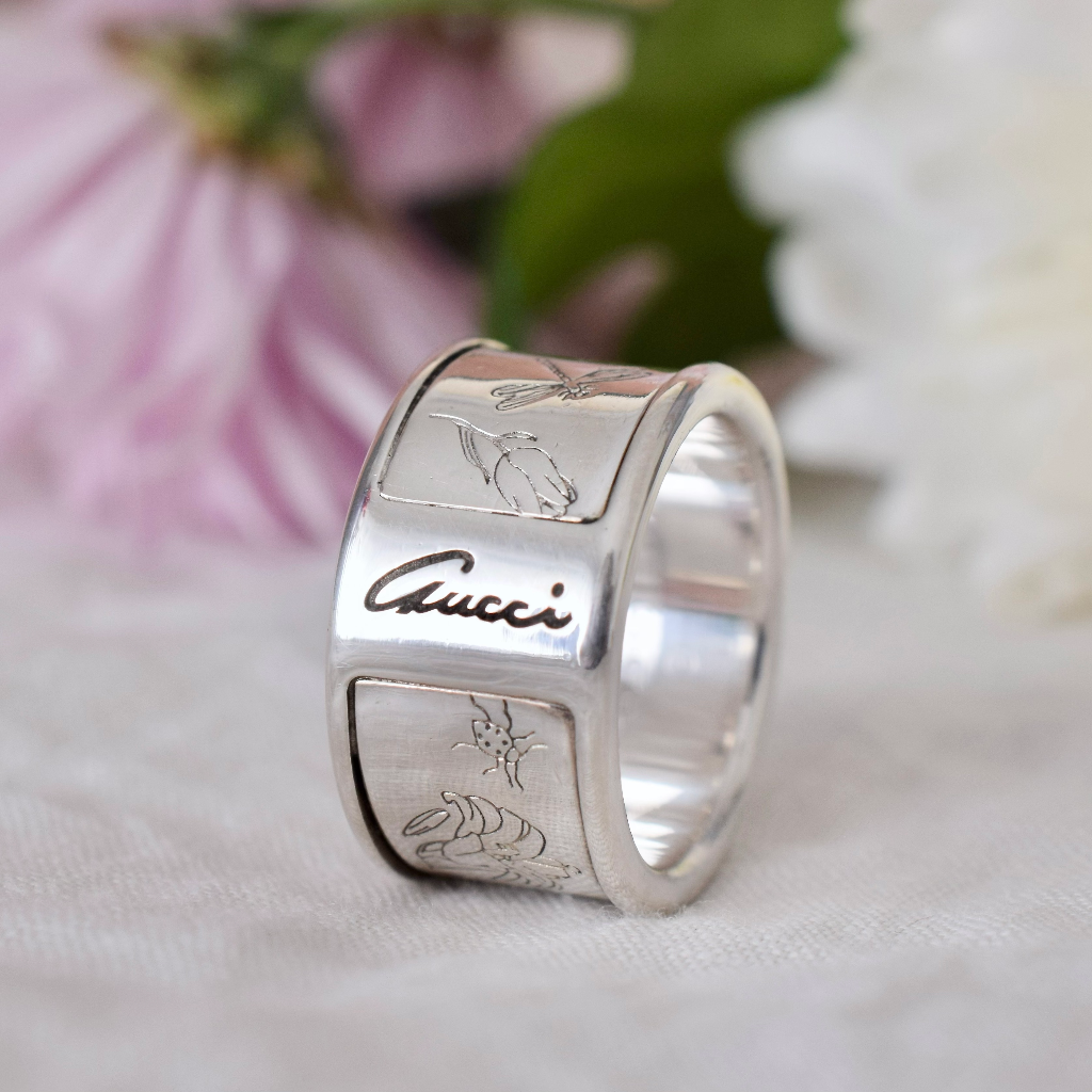 Modern GUCCI Sterling Silver Ring