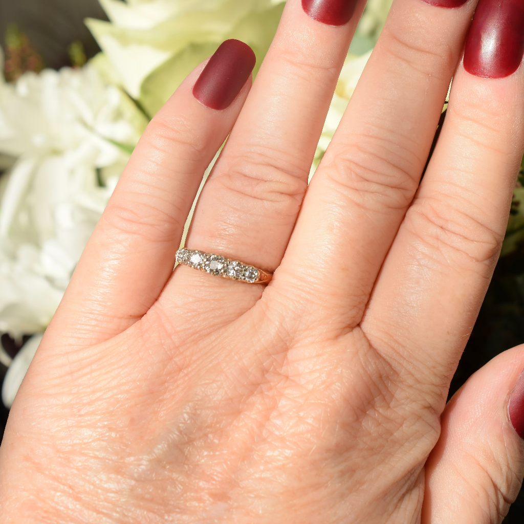 Antique Australian 18ct Yellow Gold Five Stone Diamond Ring Harris And Sprunt Circa 1910