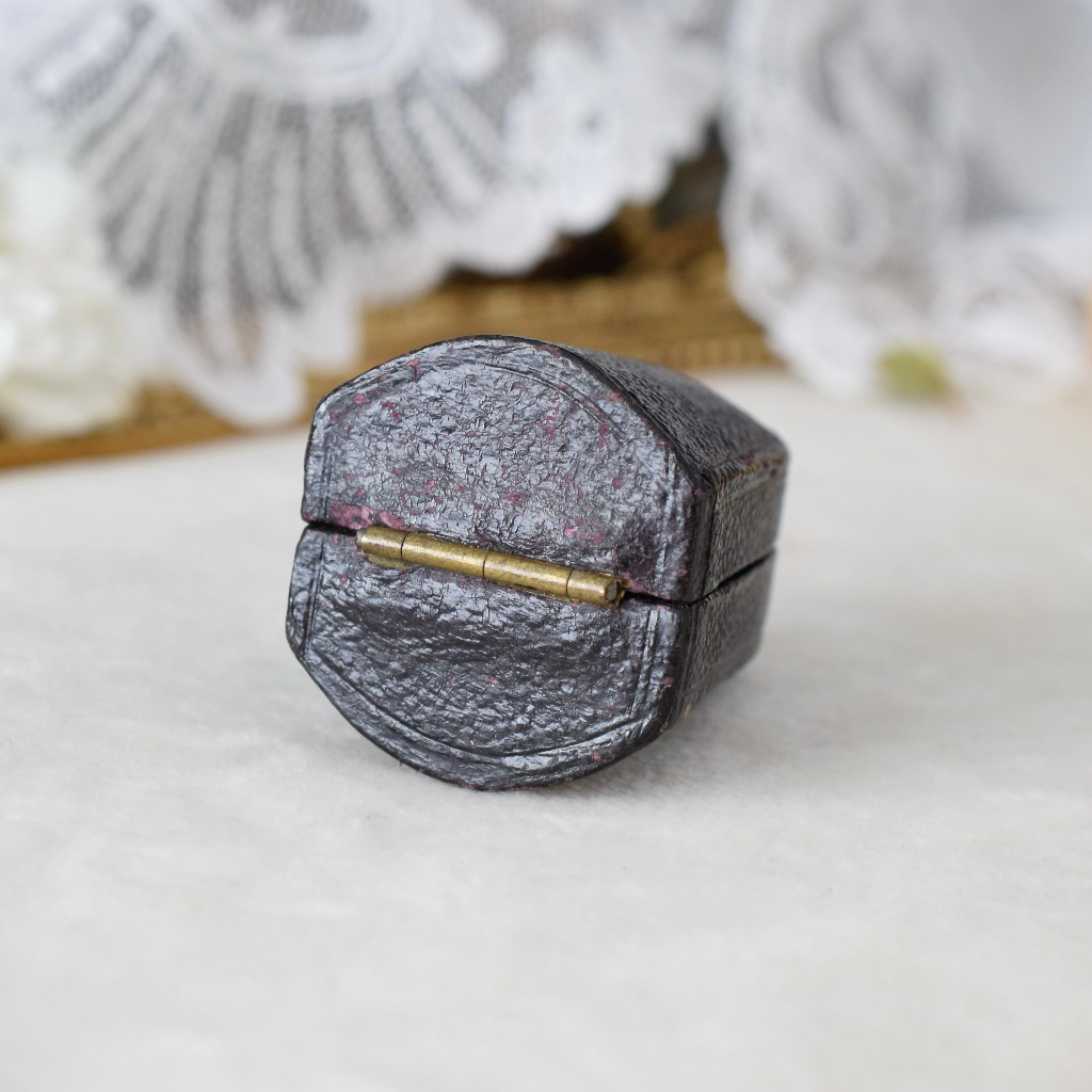 Antique Victorian Leather And Blue Velvet Hinged Thimble Case Circa 1890
