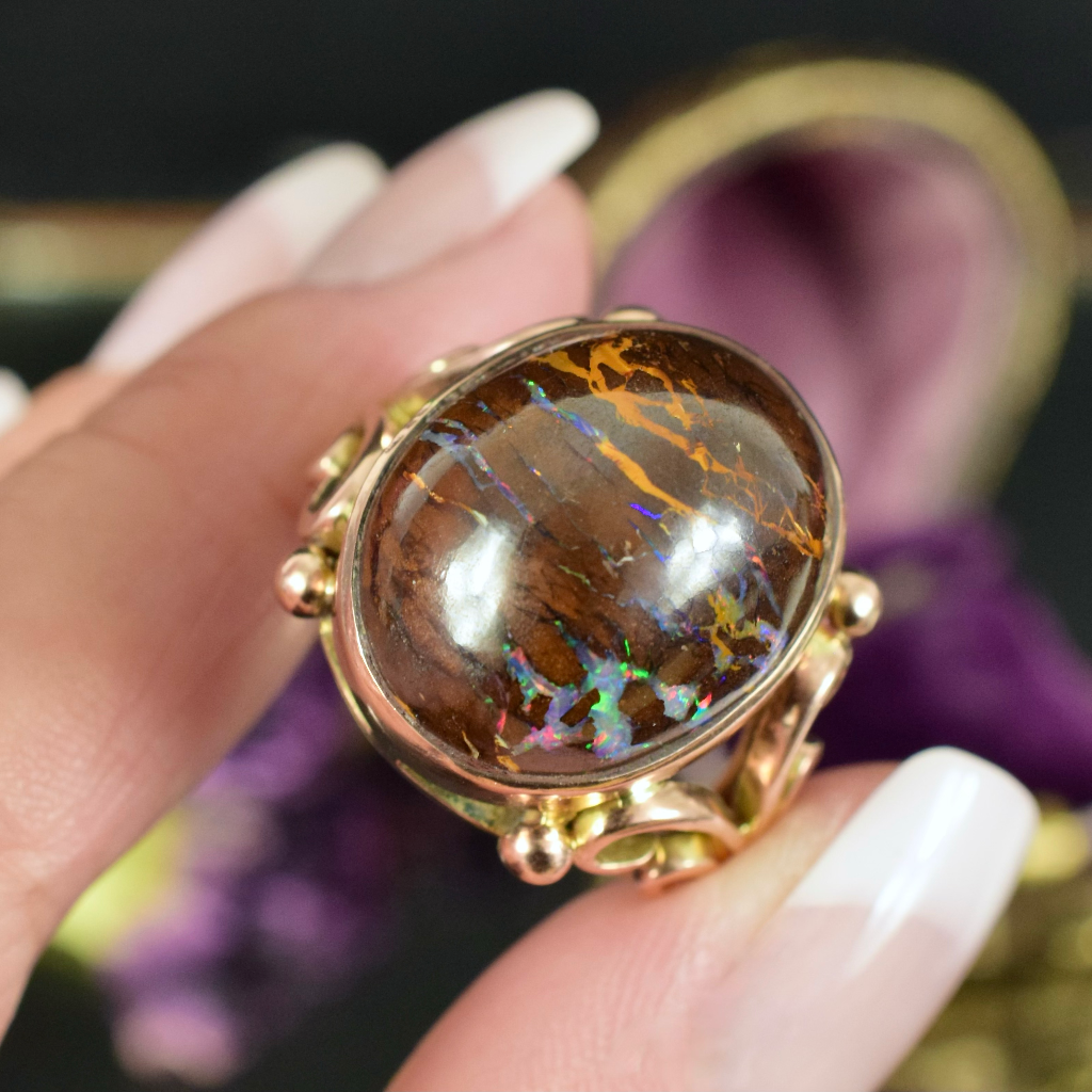 Vintage 9ct Rose Gold Boulder Opal Ring