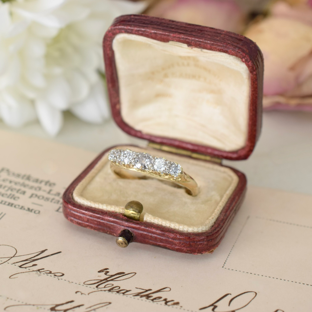 Antique Australian 18ct Yellow Gold Five Stone Diamond Ring Harris And Sprunt Circa 1910