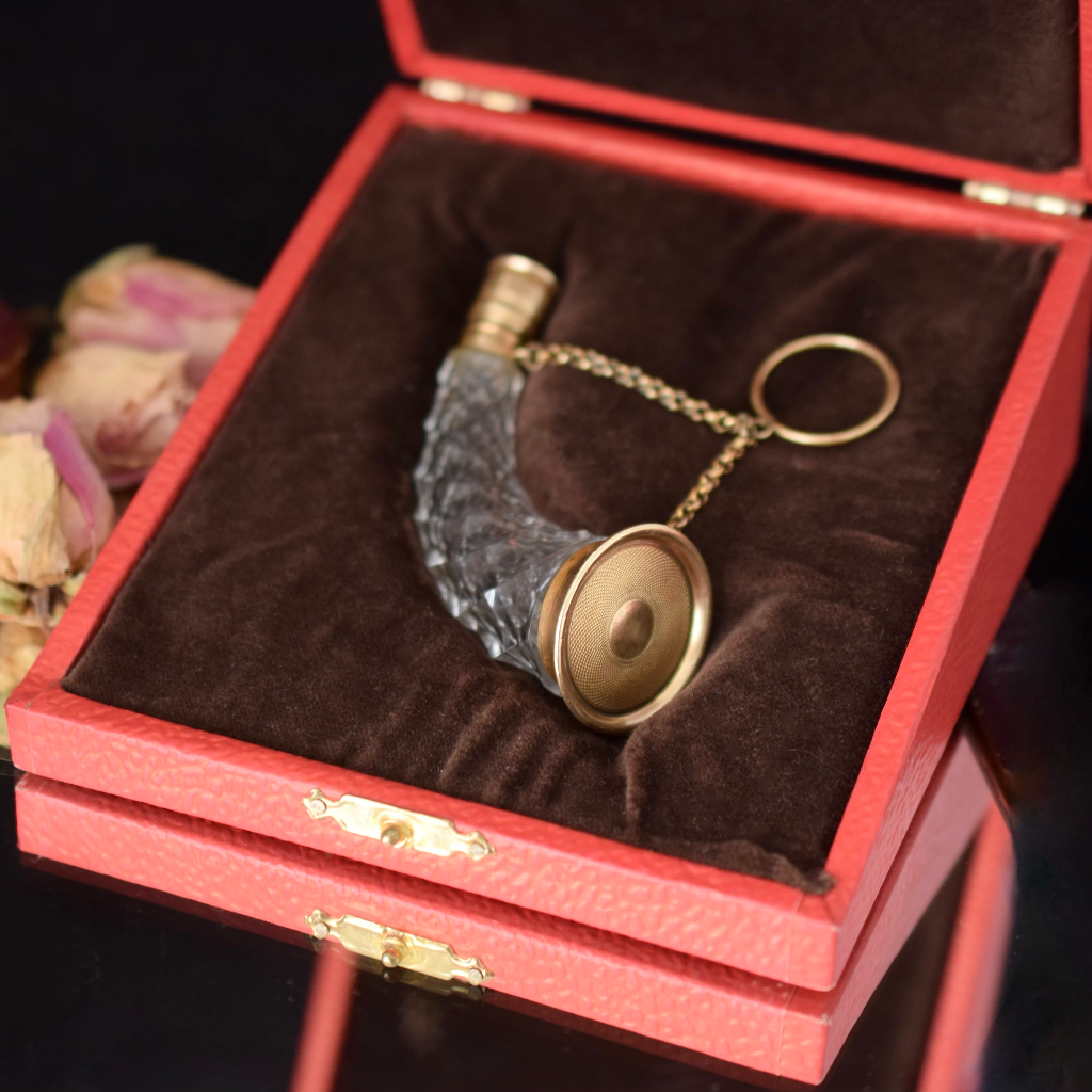 Antique Victorian/Edwardian Cornucopia Scent Bottle With Original Box Circa 1900