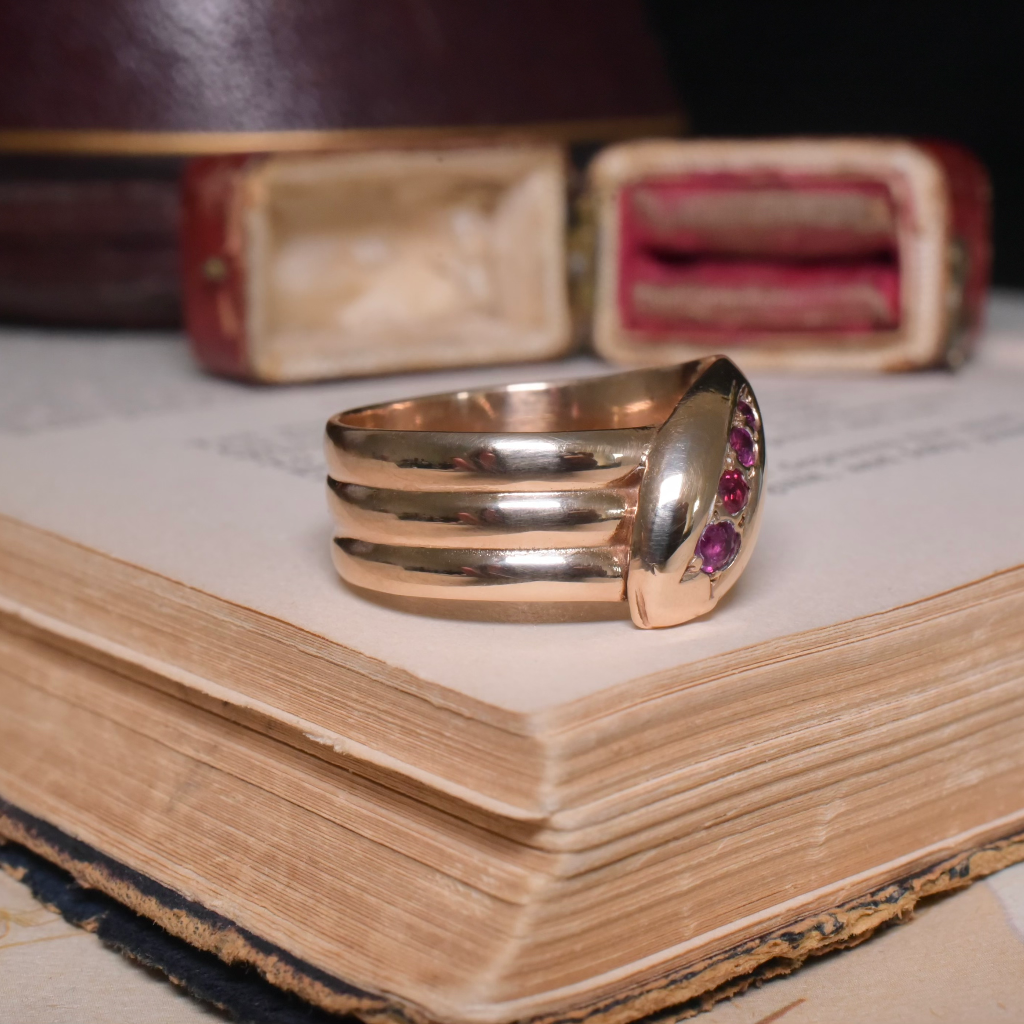 Antique Art Deco 9ct Rose Gold And Ruby Snake Ring - London 1919 Included In Purchase Valuation For $3,165 AUD