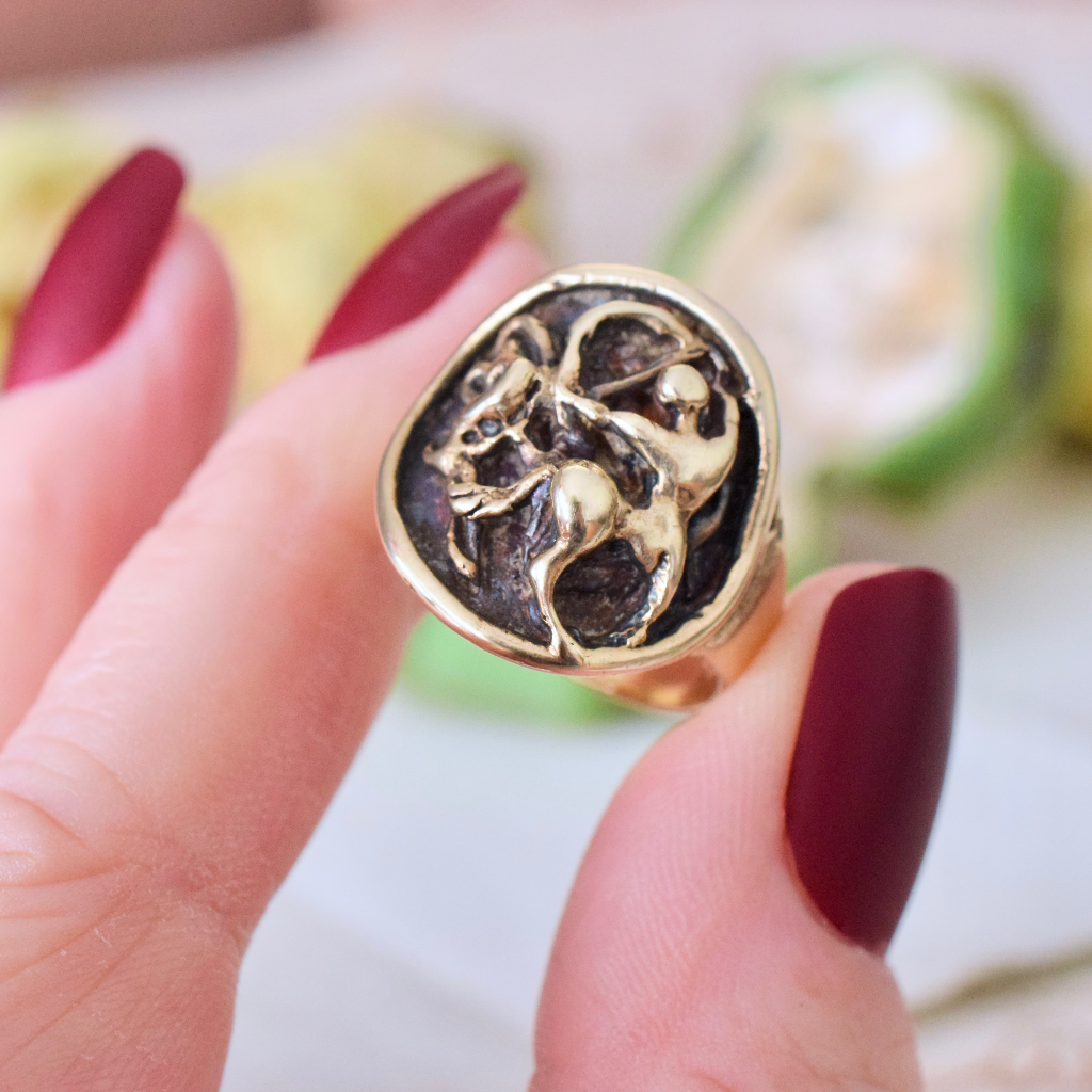 Artisan Crafted Contemporary 9ct Yellow Gold ’Sagittarius’ Ring