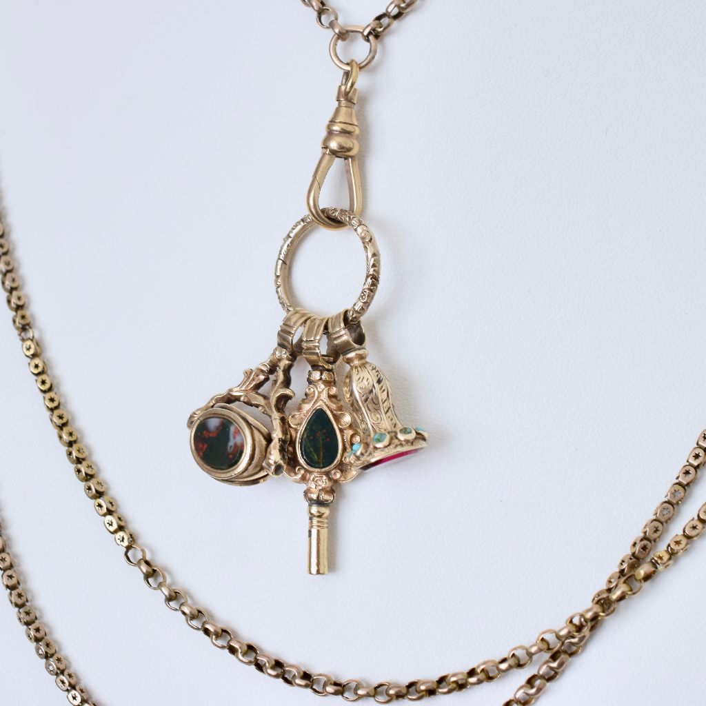 Antique Victorian ‘Gold Cased’ Multi Chatelaine Fob and Split Ring Circa 1880