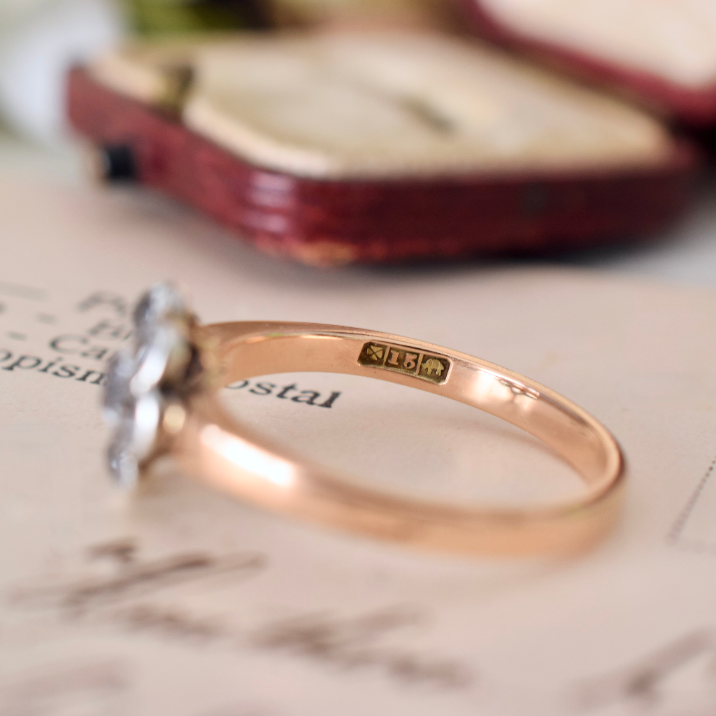 Antique Australian 15ct Rose Gold And White Sapphire Ring W. J. Moore And Sons - Circa 1910