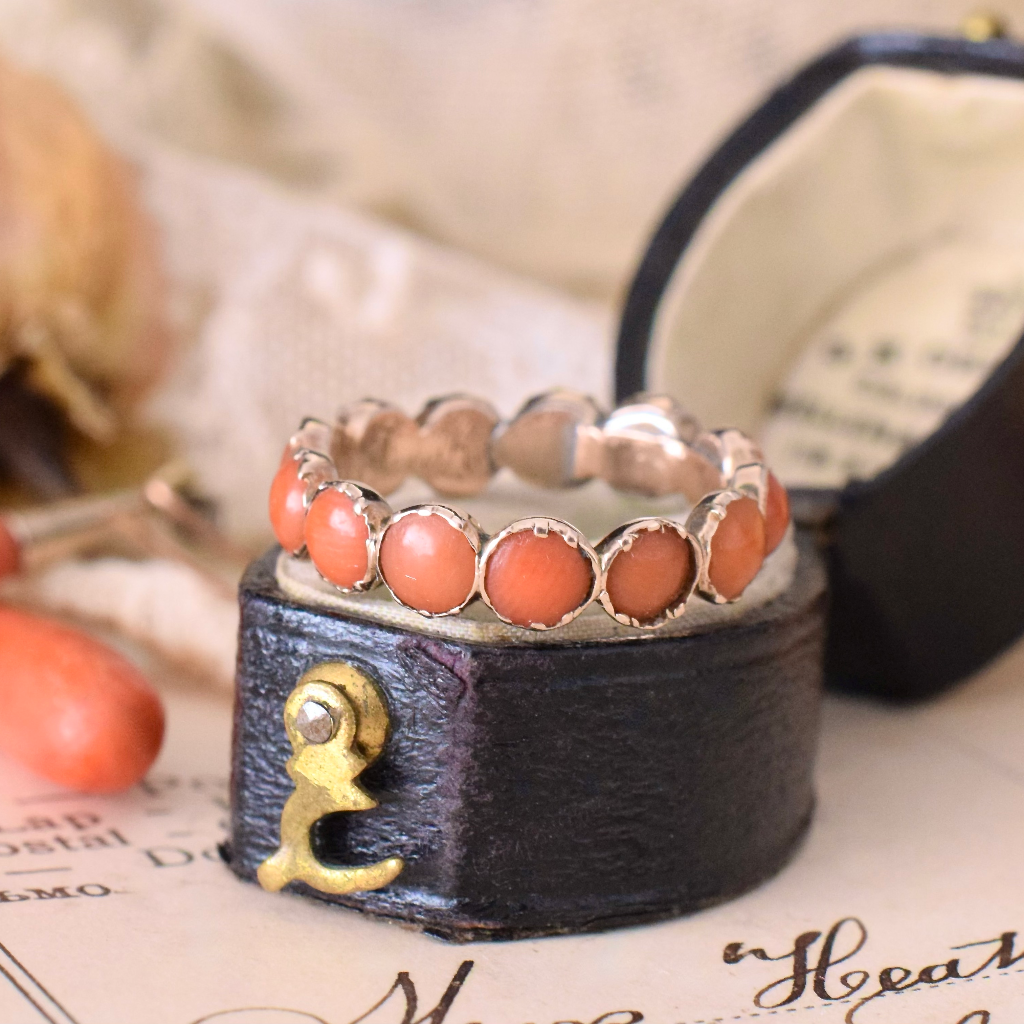 Antique Georgian Coral Full Hoop Ring Circa 1810