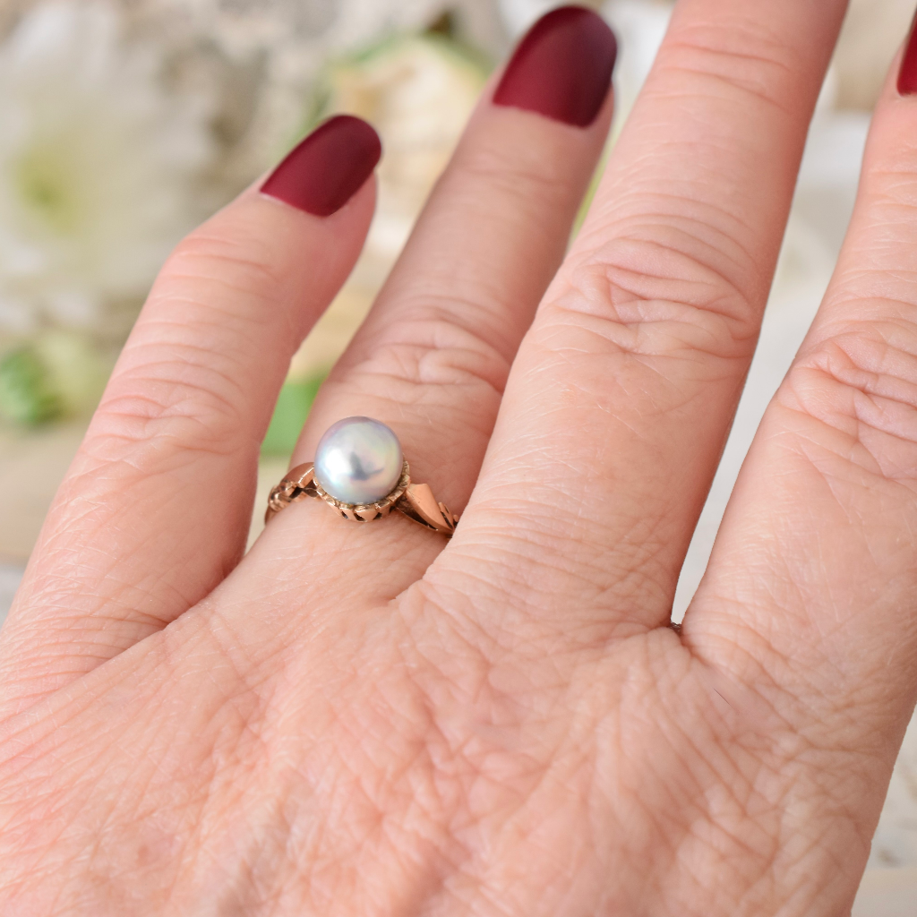 Vintage 9ct Rose Gold And Freshwater Pearl Ring