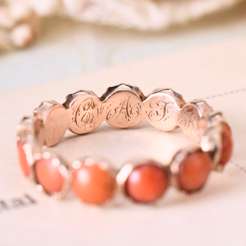 Antique Georgian Coral Full Hoop Ring Circa 1810