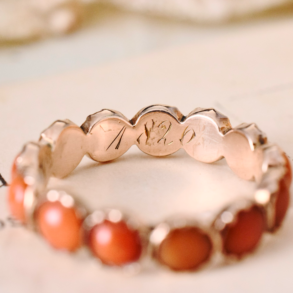 Antique Georgian Coral Full Hoop Ring Circa 1810