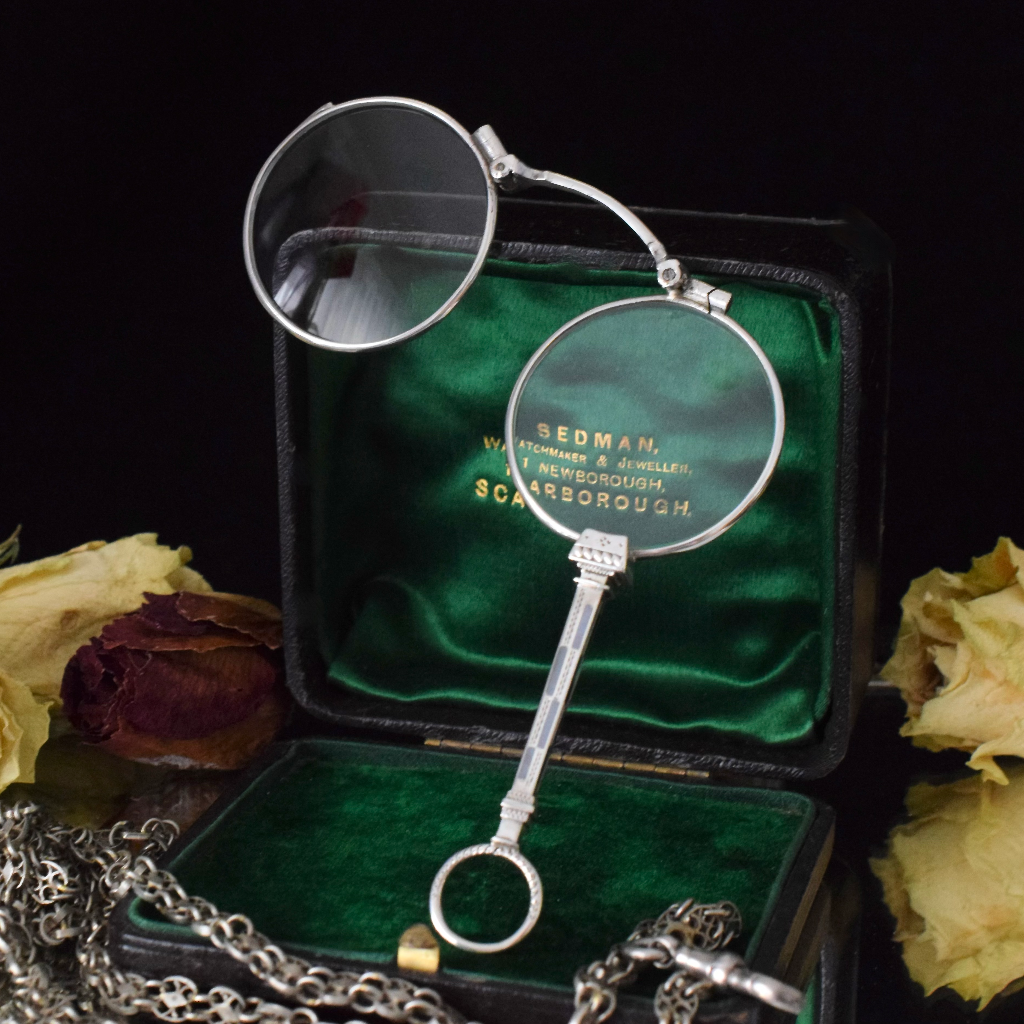 Antique Art Deco 900 Silver Folding Lorgnette Circa 1920’s