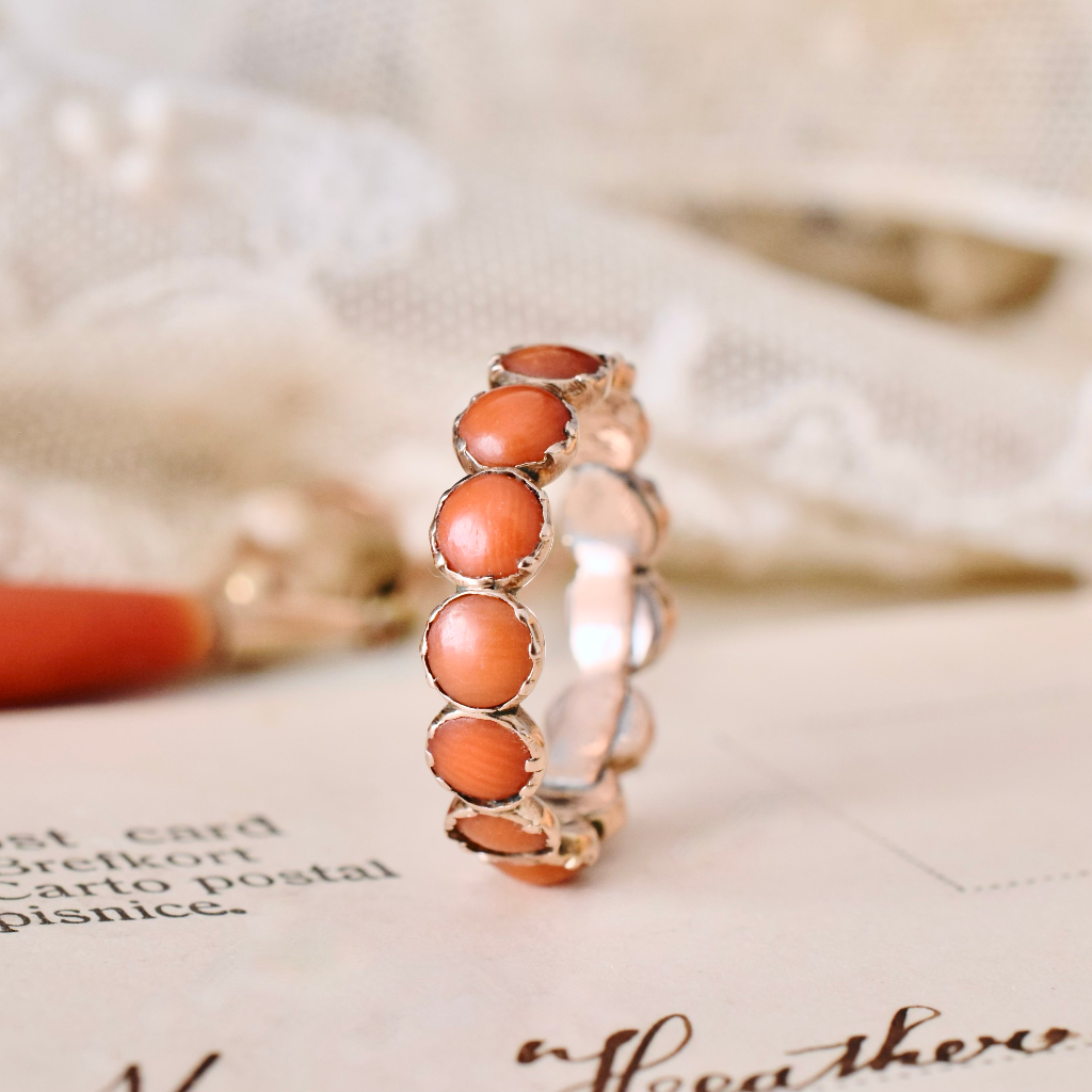 Antique Georgian Coral Full Hoop Ring Circa 1810