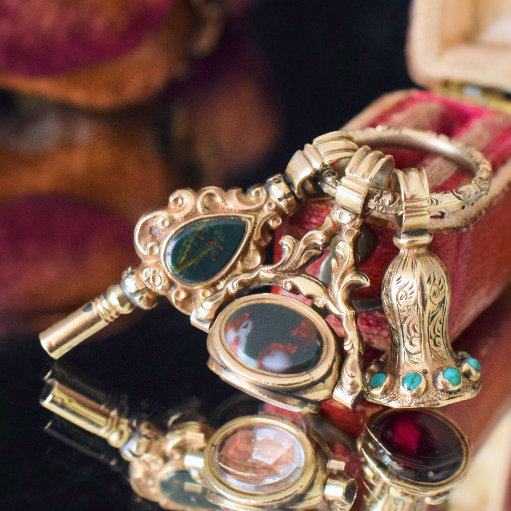 Antique Victorian ‘Gold Cased’ Multi Chatelaine Fob and Split Ring Circa 1880