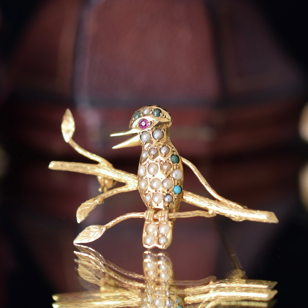 Antique Australian 9ct Yellow Gold ‘Kookaburra’ Brooch Circa 1910