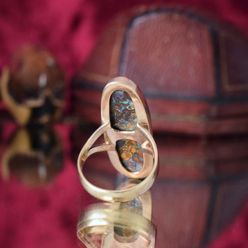 Vintage 9ct Yellow Gold Queensland Koroit Boulder Opal Ring