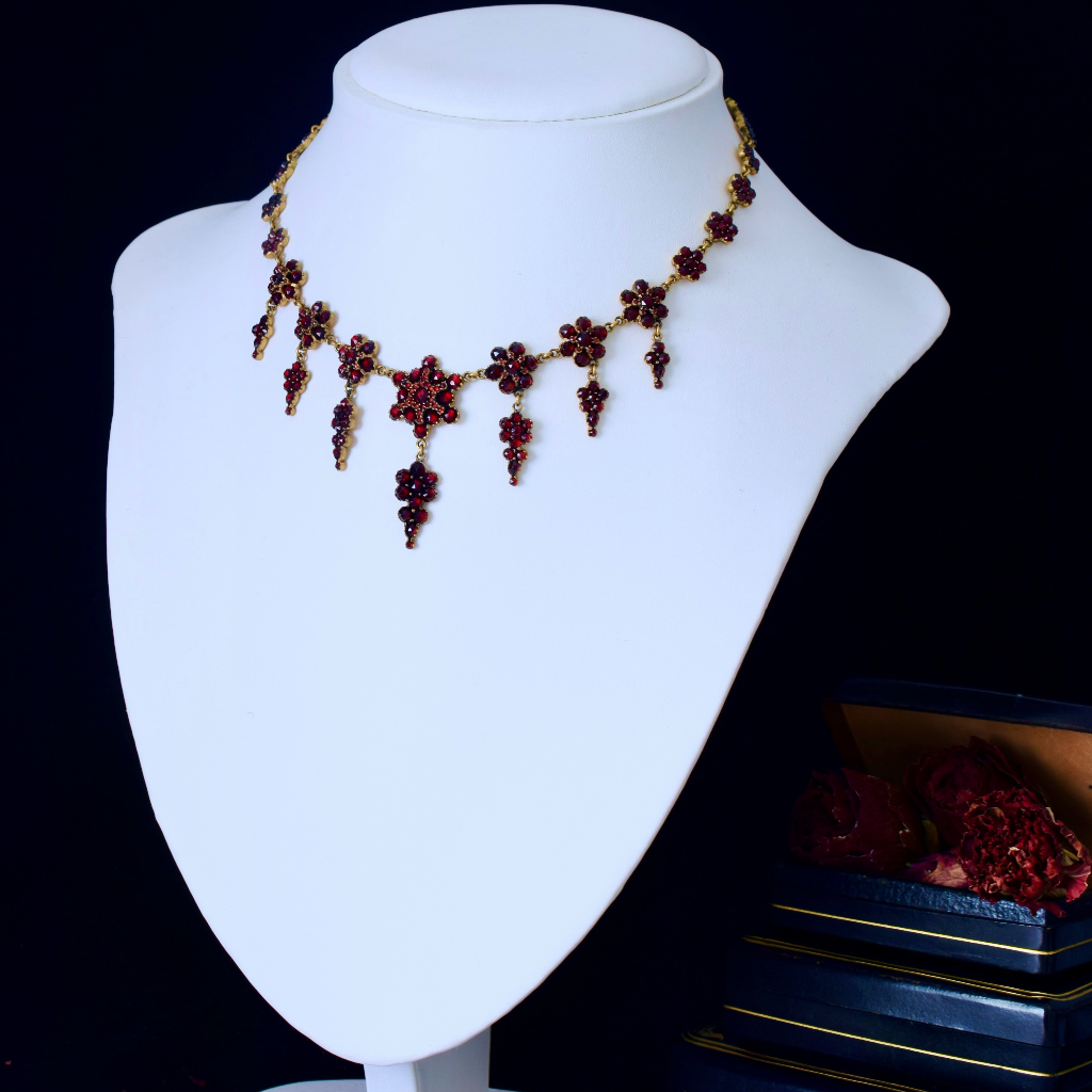 Antique Victorian Bohemian Garnet ‘Fringe’ Necklace Circa 1890-1910