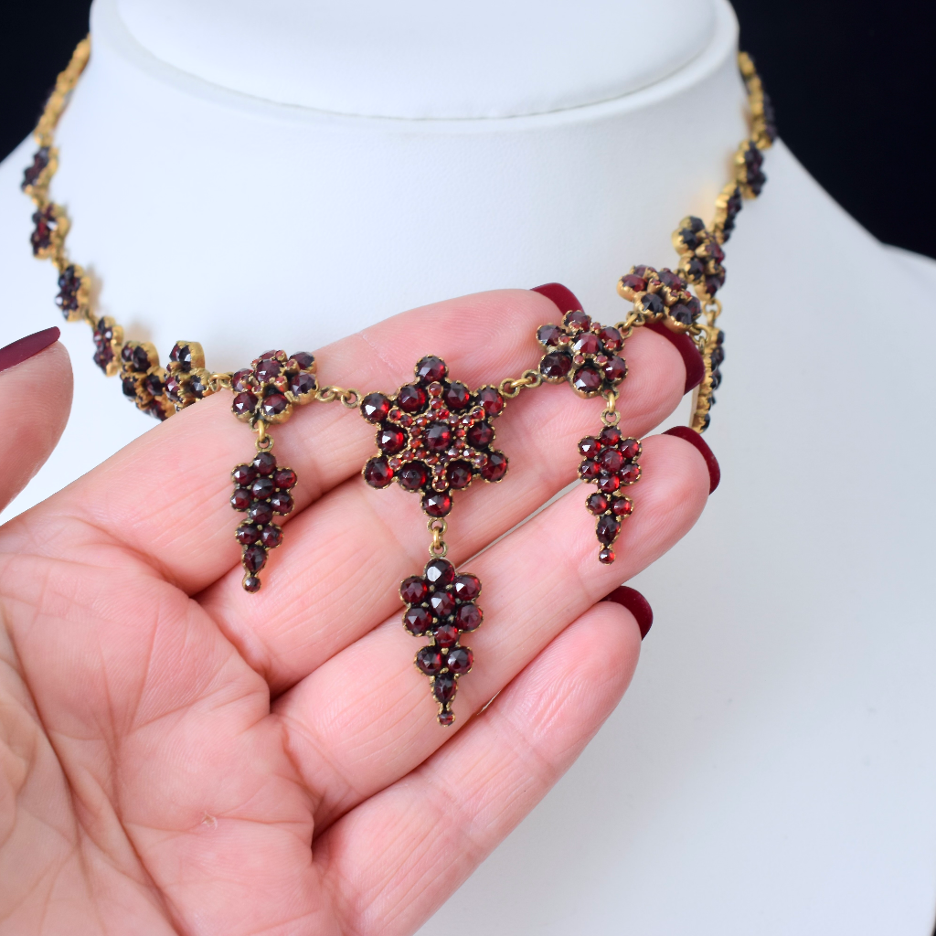 Antique Victorian Bohemian Garnet ‘Fringe’ Necklace Circa 1890-1910