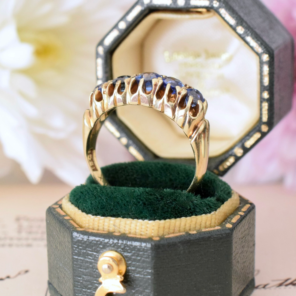 Antique Australian 15ct Yellow Gold And Natural Sapphire Half Hoop Ring Circa 1900