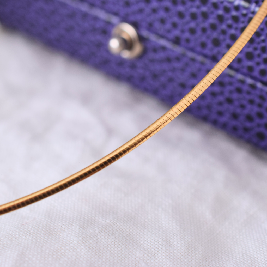Modern 9ct Yellow Gold Omega Chain And Amethyst Pendant