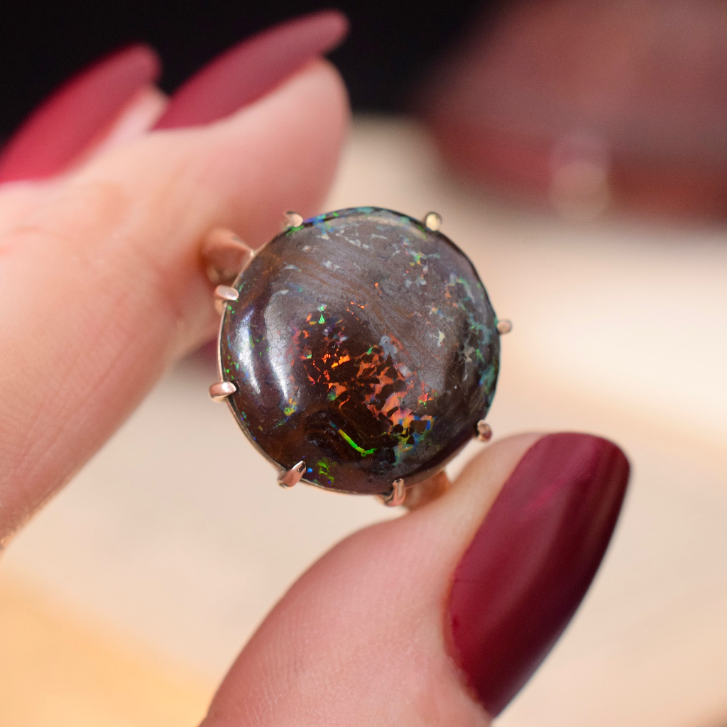 Antique/Vintage 9ct Rose Gold Australian Boulder Opal Ring Circa 1930’s